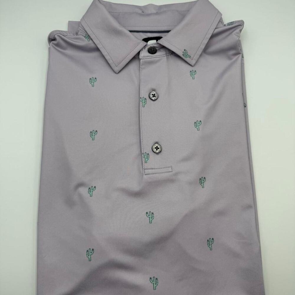Foot Joy FJ golf polo size medium. Light purple cactus plants AOP